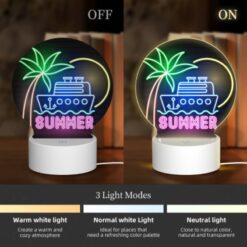 Round Acrylic Night Light, A Neon Sign That Says "Summer" With A Boat On It. -Nuas Diy Shop 1a511ab13ae3f5ea3418d35b37094c8d07d5ab95