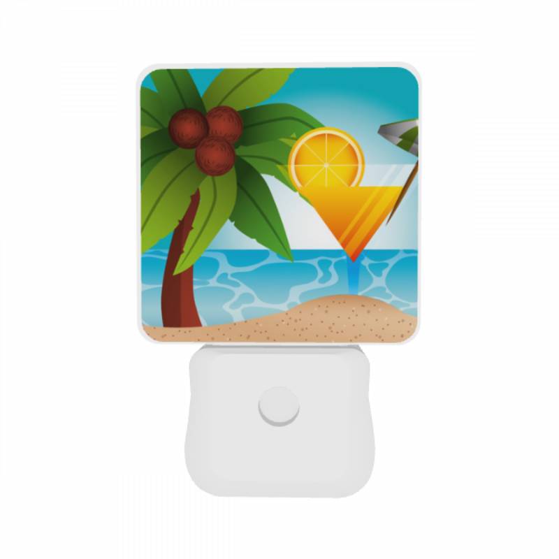 Night Light Set of 2, A cocktail is served on a beach with palm trees and a lemon in the background. Night Light Set Of 2, A Cocktail Is Served On A Beach With Palm Trees And A Lemon In The Background. -Nuas Diy Shop 1a72b638c6ab049e59a65b3c8b7bb1155e264753