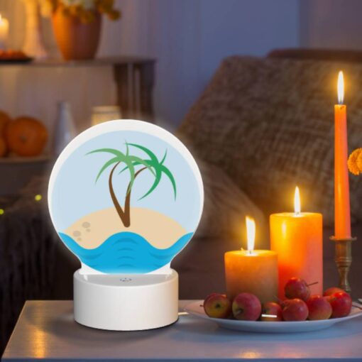 Round Acrylic Night Light, A Palm Tree On A Sandy Beach. -Nuas Diy Shop 1abbe29be89287fba7f33f760df2fe9098037043