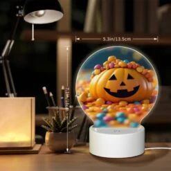 Round Acrylic Night Light, A Candy Pumpkin With A Smile On Its Face. -Nuas Diy Shop 1ac9a4036d02f370acaab21689a29b8af3f215f4