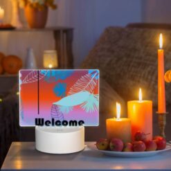 Rectangular Acrylic Night Light, A Colorful Image Of Leaves And A Sign That Says "welcome Summer." -Nuas Diy Shop 1ad9f698ea2b6bdd9b90c39ec9566405bec4ca89