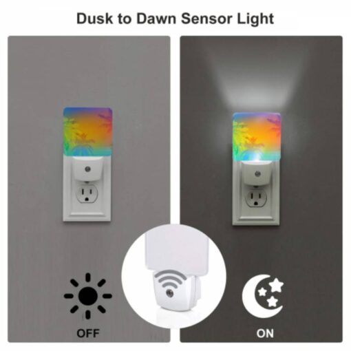 Night Light Set Of 2, A Colorful Sunset With Palm Trees In The Background. -Nuas Diy Shop 1b0d9d4227c6813abf5c0d93aff3dd969bda790a