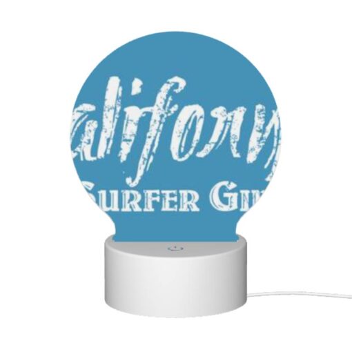 Round Acrylic Night Light, A Blue Sign That Says "California Surfer Girls.". -Nuas Diy Shop 1b501f0ac8234d4c7f9948ff4310bd2cdeecbbf5