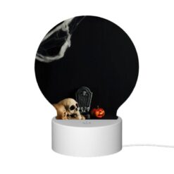 Round Acrylic Night Light, A Skeleton And A Pumpkin Are Sitting On A Table. -Nuas Diy Shop 1b7b8c74a5564827ff06257595671d803ccbbd86