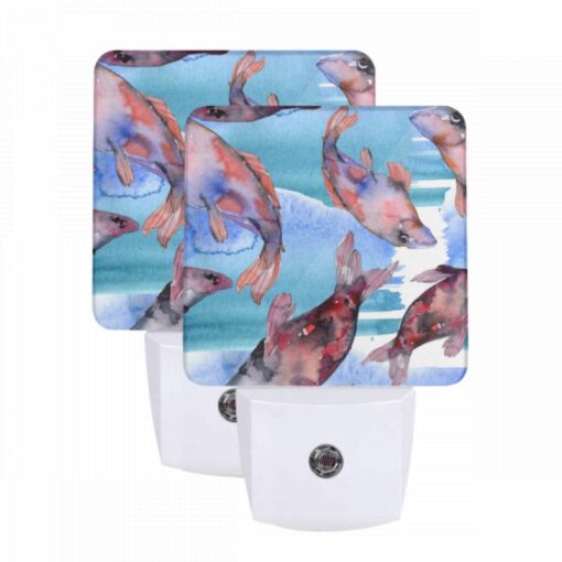 Night Light Set Of 2, A Group Of Fish Swimming In The Water. -Nuas Diy Shop 1ba25245d374bcb134ecb80683eda38d5c4d2e6e