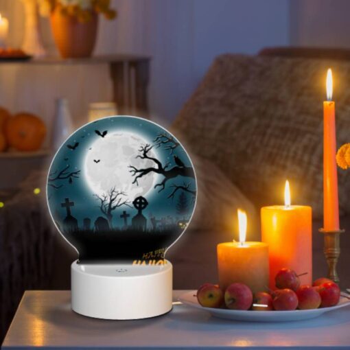 Round Acrylic Night Light, A Halloween Poster With A Full Moon And A Bunch Of Bats. -Nuas Diy Shop 1c3d8538307b7b8691387166388ed94454777a15