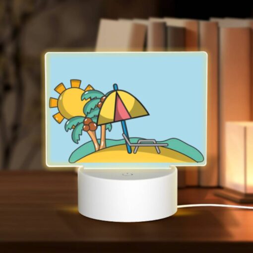 Rectangular Acrylic Night Light, A Cartoon Of A Beach With A Sun -Nuas Diy Shop 1c811fdcb40ff0500ac95b72d782b4c1d56eef2b