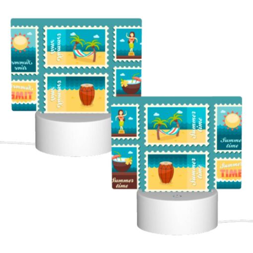 Rectangular Acrylic Night Light, A Collection Of Six Postage Stamps Featuring Beach And Sun-related Themes. -Nuas Diy Shop 1cfd182ebe85f38b922183ec63ce75e3762a88fc