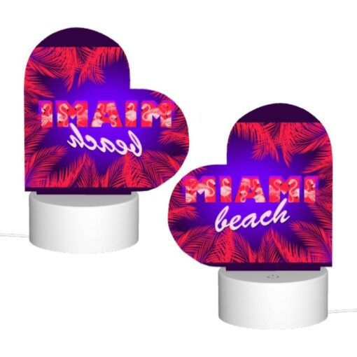 Love Acrylic Night Light, A Colorful Image Of A Beach With Palm Trees And The Word "Miami" Written In Red. -Nuas Diy Shop 1d149325a498418b11f54a01ab6ea2507c948fbb