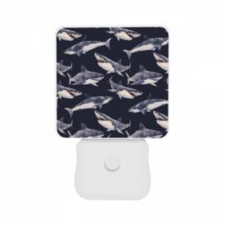 Night Light Set Of 2, A Pattern Of Sharks On A Blue Background. -Nuas Diy Shop 1d1b3fba75d9252a25e0648cd567bdf0e89374eb