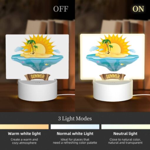 Rectangular Acrylic Night Light, A Cartoon Of A Sunny Beach With A Palm Tree And A Sun. -Nuas Diy Shop 1d32ee61ea0a04594d4b6f4901d4ad0879f7d4a6