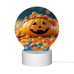 Round Acrylic Night Light, A Candy Pumpkin With A Smile On Its Face. -Nuas Diy Shop 1d4f65800ed05fe55ffb8717e5fe39c7d93dc710