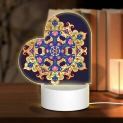 Love Acrylic Night Light, A Blue And Gold Design With A Star In The Center.