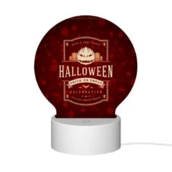 Round Acrylic Night Light, A Red And White Halloween Poster With A Pumpkin On It. -Nuas Diy Shop 1d7bd64f0d3903d21c04e40b7d34ffb0f943946d