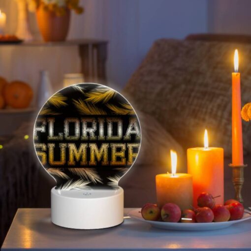 Round Acrylic Night Light, A Black And Yellow Sign That Says Florida Summer. -Nuas Diy Shop 1dc5ce88443e5ee0f4392a5948dd0bc79d67ded3