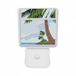 Night Light Set Of 2, A Picture Of A Palm Tree And Ocean With A Window In The Foreground. -Nuas Diy Shop 1de855ffaff85997b0646c149602fbf765e4fc92
