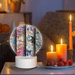 Round Acrylic Night Light, Four Different Colored Designs Of Swirls And Patterns. -Nuas Diy Shop 1e460bbe410f4feef6f7ea109230692ffc3e5bed