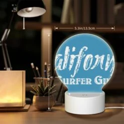 Round Acrylic Night Light, A Blue Sign That Says "California Surfer Girls.". 7 Round Acrylic Night Light, A Blue Sign That Says "California Surfer Girls.". -Nuas Diy Shop 1e823e24d06f799bab715c207744bd459a4390bd