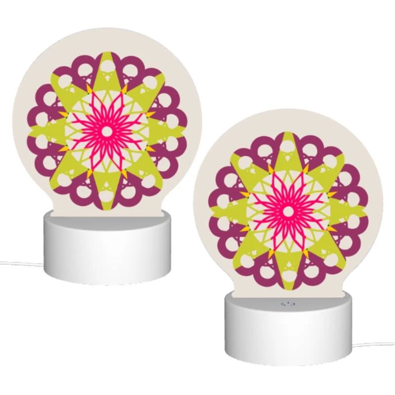 Round Acrylic Night Light, A colorful flower with a yellow center and pink petals. Round Acrylic Night Light, A Colorful Flower With A Yellow Center And Pink Petals. -Nuas Diy Shop 1e95d0dbca960cfacd0ba2038415b159126438d7
