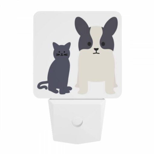 Night Light, A Black Cat And A Black And White Dog Standing Next To Each Other. -Nuas Diy Shop 1ea9ad9028216e4b6341d63f63135d4927d17753
