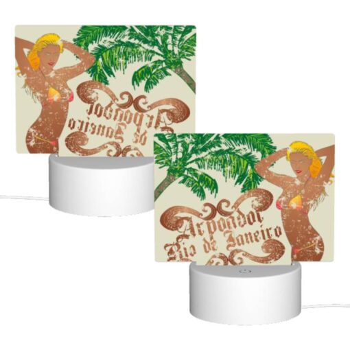 Rectangular Acrylic Night Light, A Woman In A Bikini Is Standing In Front Of A Palm Tree. -Nuas Diy Shop 1ec8895464e7a5a68c1c35cfc978961c9662cd7f