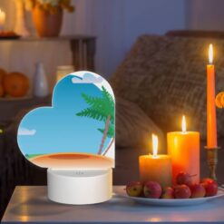 Love Acrylic Night Light, A Palm Tree Is On A Beach With A Blue Sky And Clouds In The Background. -Nuas Diy Shop 1f1f377bd8812a8d731bea6085e1f9655c5fd180