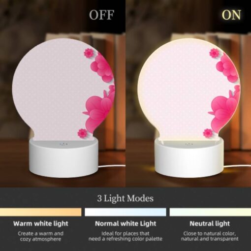 Round Acrylic Night Light, A Pink Flower With A Yellow Center. -Nuas Diy Shop 1f5e269577ceff7d5a493c76561c62d76f3ba73c