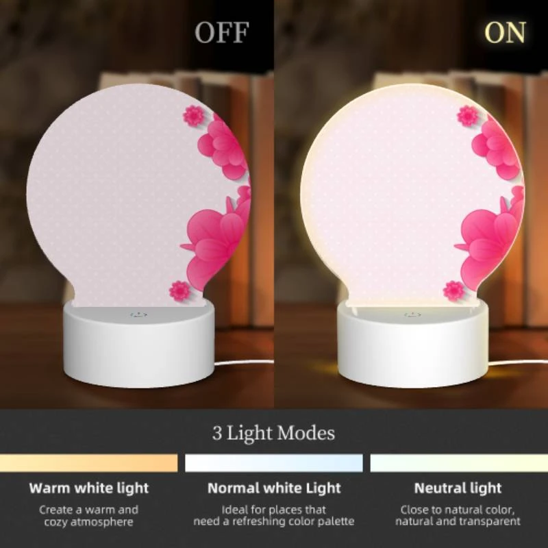 Round Acrylic Night Light, A pink flower with a yellow center. Round Acrylic Night Light, A Pink Flower With A Yellow Center. -Nuas Diy Shop 1f5e269577ceff7d5a493c76561c62d76f3ba73c