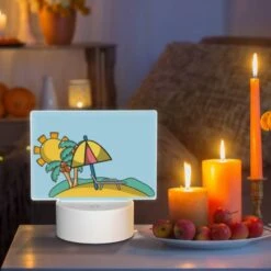 Rectangular Acrylic Night Light, A Cartoon Of A Beach With A Sun -Nuas Diy Shop 1f66361df4eee0b1dbf08e2bbdc99210f9a0a0c4