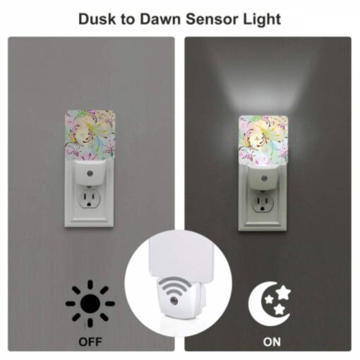 Night Light Set Of 2, A Colorful Floral Pattern With A Variety Of Colors And Shapes. -Nuas Diy Shop 1f720560b9a7d782208c058ae4f1548a41014c32