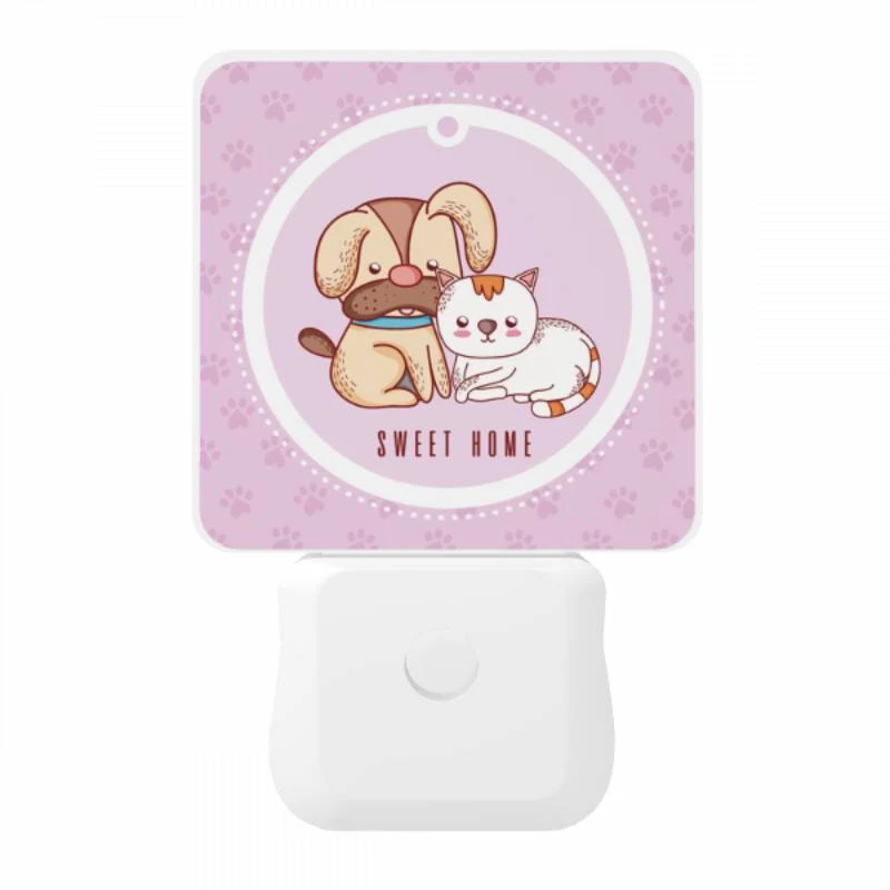 Night Light, A dog and a cat are sitting together in a pink circle. Night Light, A Dog And A Cat Are Sitting Together In A Pink Circle. -Nuas Diy Shop 1f8fc799eabda4451f234bea7e783d2f9d11f933