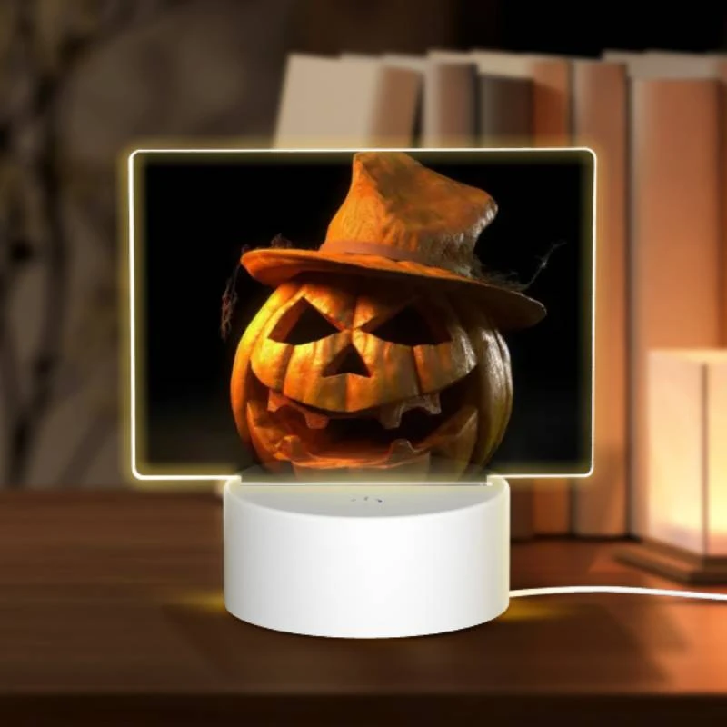 Rectangular Acrylic Night Light, A pumpkin with a hat on it. Rectangular Acrylic Night Light, A Pumpkin With A Hat On It. -Nuas Diy Shop 1fb8103f550850f5549cf10fb22360ce485ded55