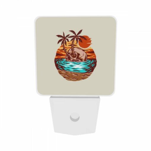 Night Light Set Of 2, A Skeleton Is Sitting On A Skull In The Ocean. -Nuas Diy Shop 1fd38b27f854679c0e4583f0d95537288b77756f