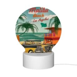 Round Acrylic Night Light, A Yellow Car Is Parked On The Beach In Malibu 11 Round Acrylic Night Light, A Yellow Car Is Parked On The Beach In Malibu -Nuas Diy Shop 1fe782233a9cfe05cc53034849a6d145fe613ff4