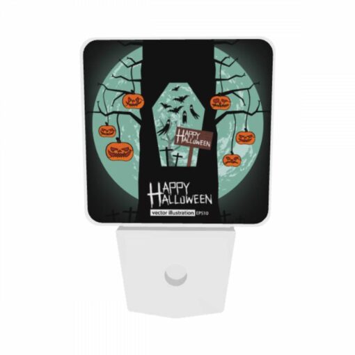 Night Light Set Of 2, A Tree With A Sign That Says Happy Halloween. -Nuas Diy Shop 20084954d28e0ba38bcf4cd86da93a9b87ed3340