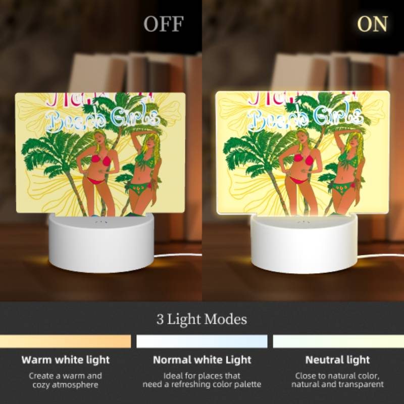 Rectangular Acrylic Night Light, Two women pose for a picture in front of a palm tree. Rectangular Acrylic Night Light, Two Women Pose For A Picture In Front Of A Palm Tree. -Nuas Diy Shop 2031618b86c5270afb51ca7d3948b0ade69af7e7