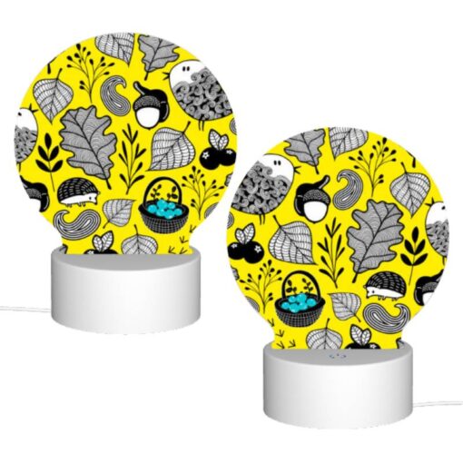 Round Acrylic Night Light, A Pattern Of Birds And Leaves On A Yellow Background. -Nuas Diy Shop 20c7cfd8d1d104016df9a0c0ba43ff670beae3e5