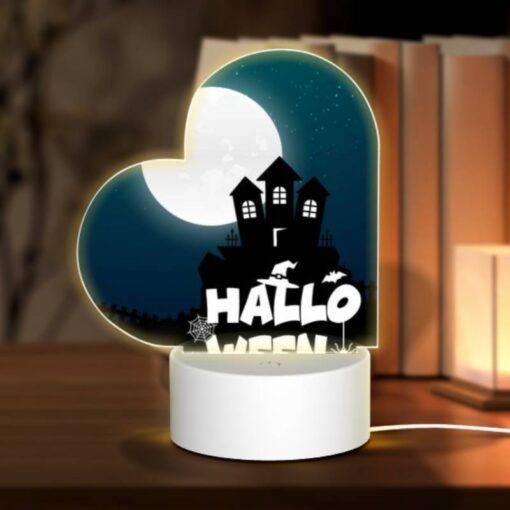 Love Acrylic Night Light, A House With A Moon In The Background And The Words Halloween Written Below It. -Nuas Diy Shop 20e6b389cbe29a863a829c54142f0438770bf19f