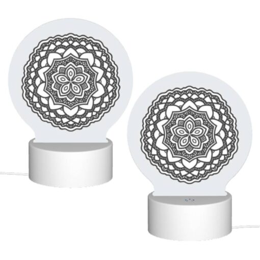 Round Acrylic Night Light, A Black And White Design Of A Flower. -Nuas Diy Shop 222ff13bb25a656d462f72229b8d5272723ba8fd