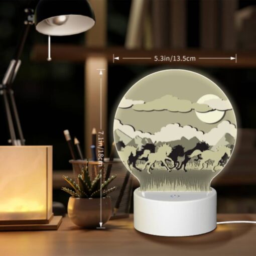 Round Acrylic Night Light, A Group Of Horses Running In A Field. -Nuas Diy Shop 2241406a1586e398268925f9a0b2da607da443ae