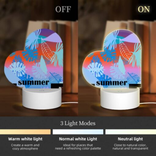 Love Acrylic Night Light, A Colorful Image Of Leaves And Flowers With The Words "Summer Holidays" Written In The Bottom Right Corner. -Nuas Diy Shop 224370220a9c0df219a7c0fe5a92d07aebb9c309