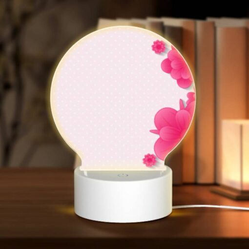 Round Acrylic Night Light, A Pink Flower With A Yellow Center. -Nuas Diy Shop 2287a44b8a794d456686c7c1e313c7d0e0acf6ca