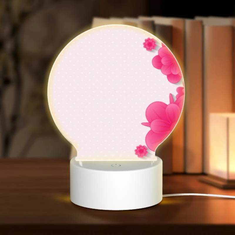Round Acrylic Night Light, A pink flower with a yellow center. Round Acrylic Night Light, A Pink Flower With A Yellow Center. -Nuas Diy Shop 2287a44b8a794d456686c7c1e313c7d0e0acf6ca