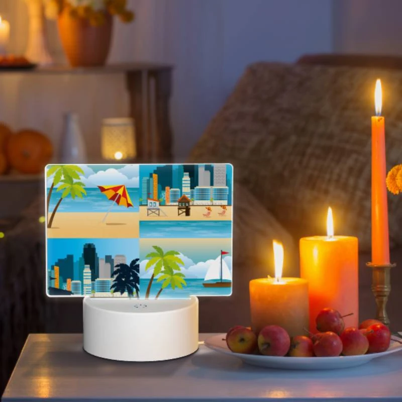 Rectangular Acrylic Night Light, A cityscape with a beach and palm trees. Rectangular Acrylic Night Light, A Cityscape With A Beach And Palm Trees. -Nuas Diy Shop 22c58ff69127527afab014fd4664e13681ddd6d6