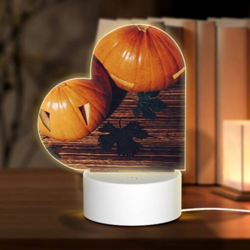 Love Acrylic Night Light, A Pumpkin With A Face Drawn On It Sits On A Table With Other Pumpkins. -Nuas Diy Shop 22f1eb594dd113120c63688362abe56ad5c1e15a