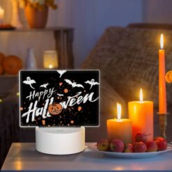 Rectangular Acrylic Night Light, A Black Background With Orange And White Bats And A Pumpkin. -Nuas Diy Shop 23db64f40aaca7fbe28aacc6dd8b6558136276d5