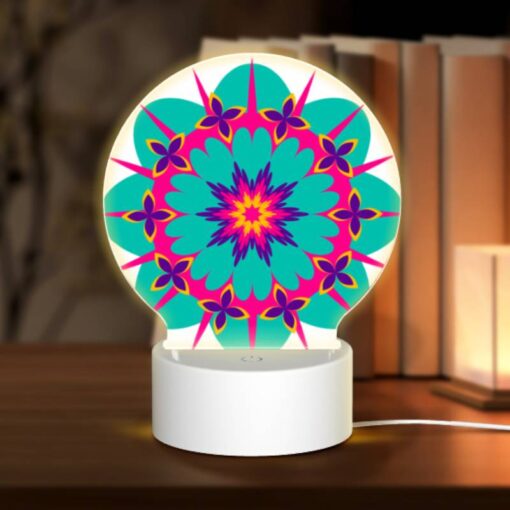 Round Acrylic Night Light, A Colorful Flower Design With Pink -Nuas Diy Shop 244843c7db7c1bd66b893bf92d2e26a000a9ef20