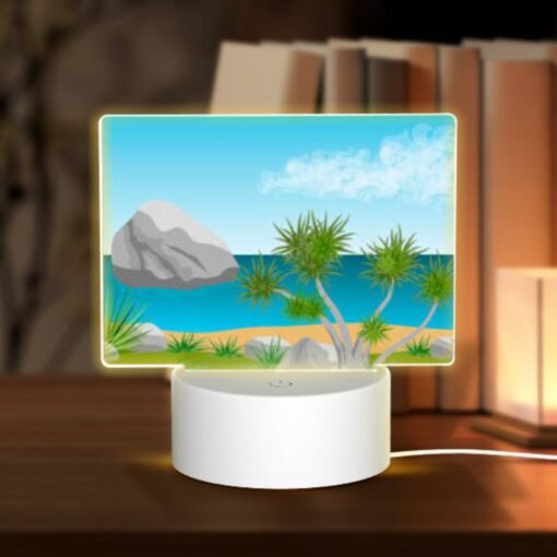Rectangular Acrylic Night Light, A Rocky Beach With A Few Trees And A Body Of Water. -Nuas Diy Shop 247543c0d52cc95a39ecadb596ec3617b2bd02f3