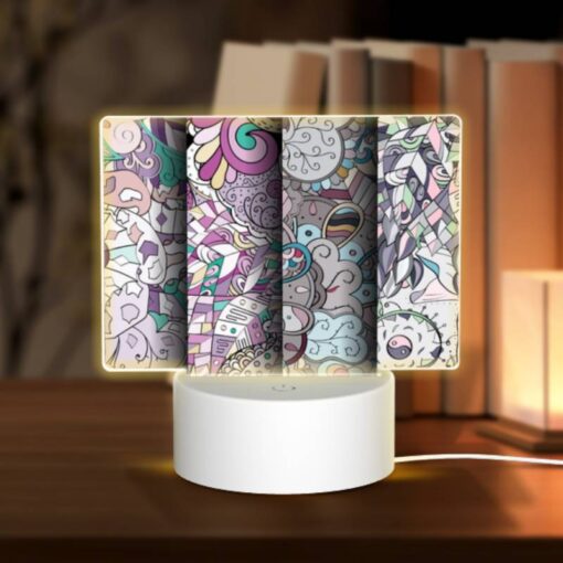 Rectangular Acrylic Night Light, Four Different Colored Designs Of Flowers And Leaves. -Nuas Diy Shop 2483ee843bfb1d00c52e32b8add5df0adfafdb06