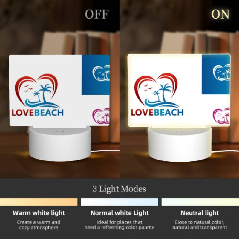 Rectangular Acrylic Night Light, A logo for Love Beach is shown in two different colors. Rectangular Acrylic Night Light, A Logo For Love Beach Is Shown In Two Different Colors. -Nuas Diy Shop 24dc1a9137f63873e830676eb2fd56a9aea19476